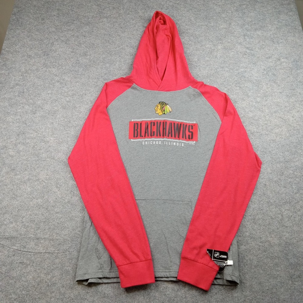Chicago Blackhawks Shirt Hoodie Mens Medium Red Gray NHL Hockey tEAM Long Sleeve